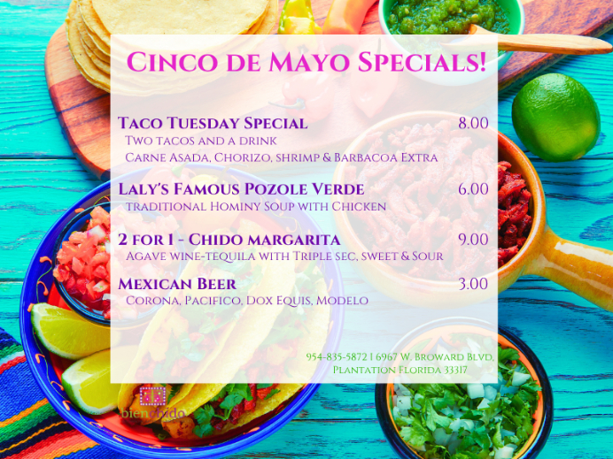 2026 Cinco De Mayo Menu